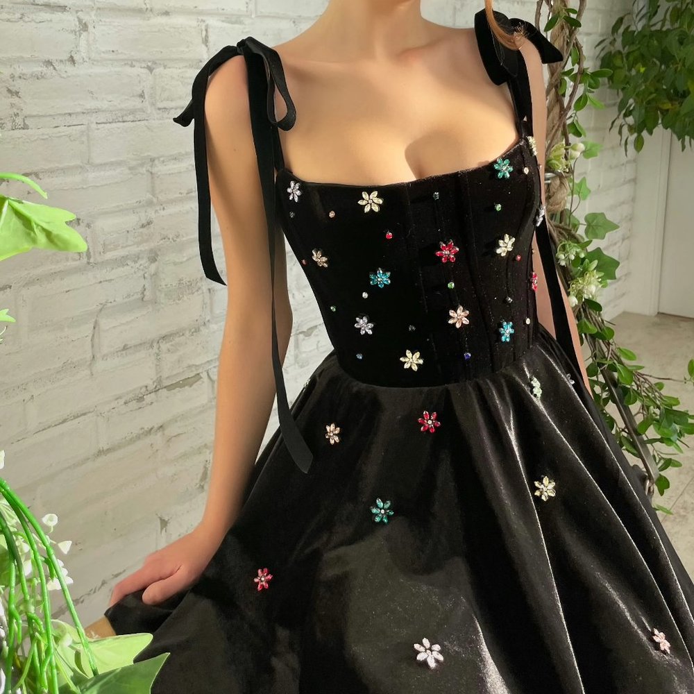 Teuta Matoshi Midnight Blossom Mini Dress (originally $570) Holiday Christmas